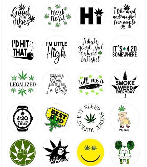 Cannabis Sticker Weed Stickers Marijuana Labels White | Etsy