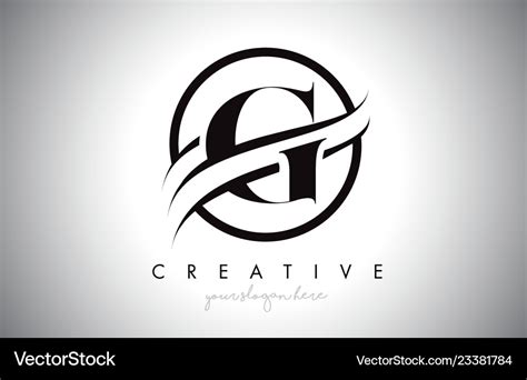 G letter logo design with circle swoosh border Vector Image