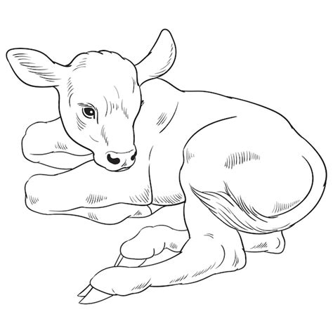 Premium Vector | Vector of calf for coloring page black and white ...