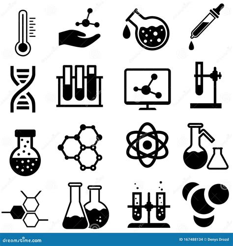 Chemistry Icons Vector Set. Chemical Illustration Symbol Collection ...