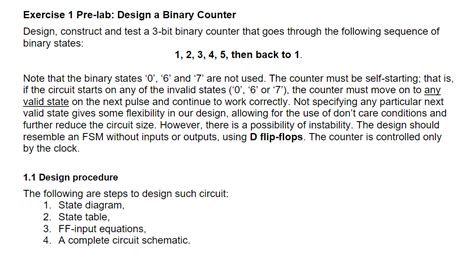 Solved Exercise 1 Pre-lab: Design a Binary Counter Design, | Chegg.com