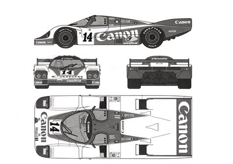 Porsche 956 Le Mans 1982 Blueprint - Download free blueprint for 3D ...