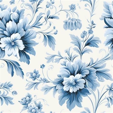 Victorian Blue Floral Wallpaper Seamless Pattern Design for Download