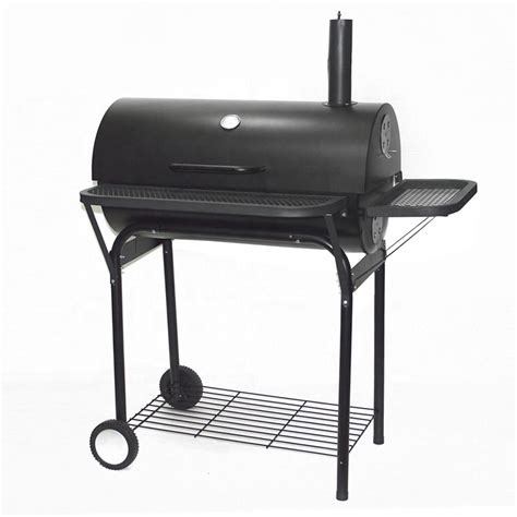 Outdoor Trolley Oil Drum Grill Backyard Barrel BBQ Charcoal Grill with ...