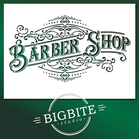 Barber Shop Vintage Sign Stencil #101 : BigBite Studio - Print Transfers