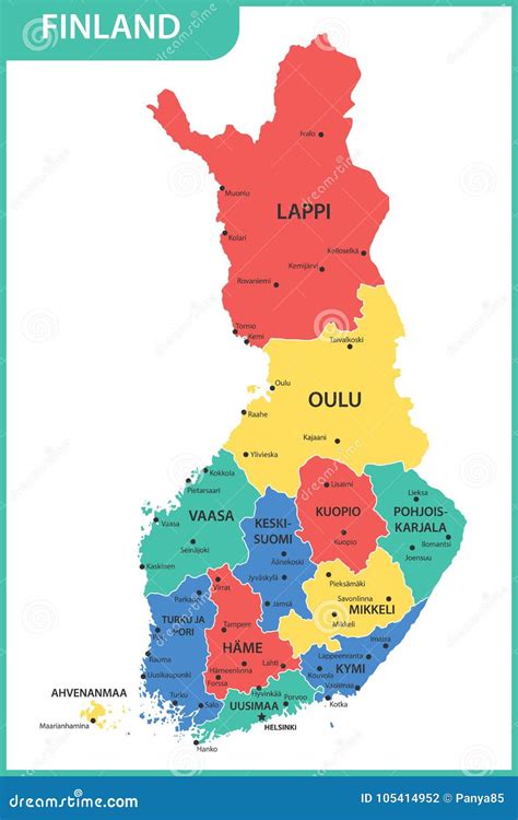 The Detailed Map Of The Finland With Regions Or States And Cities ...