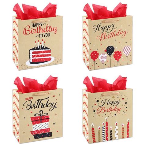 Customized Brown Birthday Paper Bag with Tissue Paper Manufacturers ...