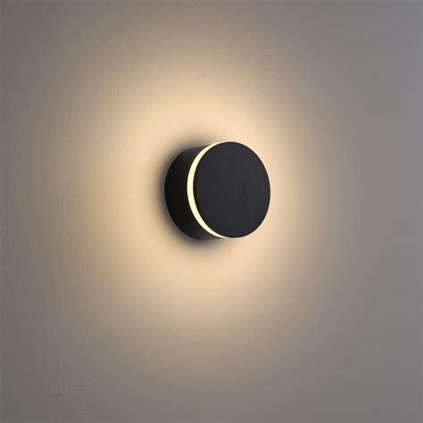 Round Exterior Wall Light LWA385 4W Black Garden Wall Light