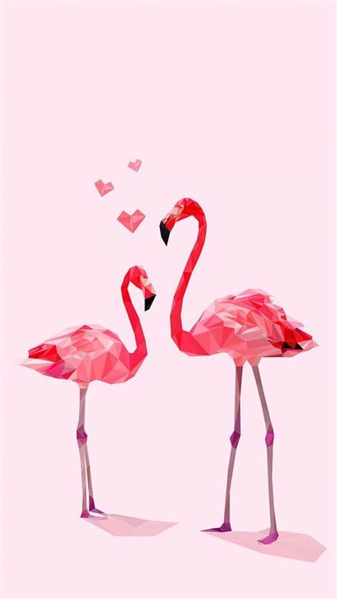 two pink flamingos standing next to each other on a pink background ...