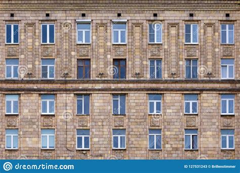 Front View on Fragment of Facade of a Brick Building Stock Image ...