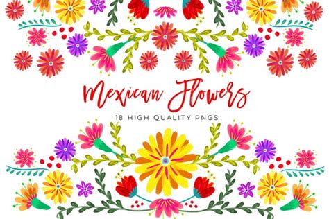 Mexican Watercolor Floral Clipart Flowers Fiesta Clip Art - Etsy