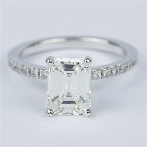 Petite Pave Emerald Diamond Engagement Ring (2 Carat)