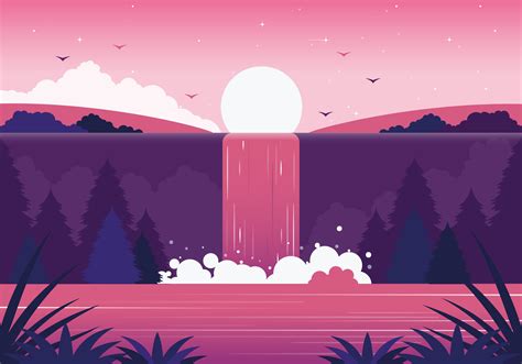 Vector Beautiful Waterfall Illustration 240586 Vector Art at Vecteezy