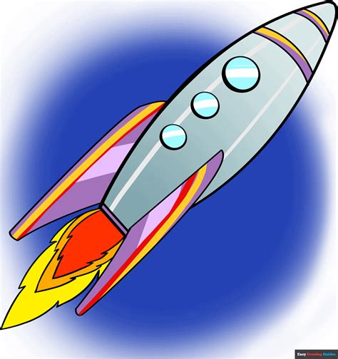 How to Draw a Rocket Ship - EASY Step by Step Tutorial | Easy Drawing ...