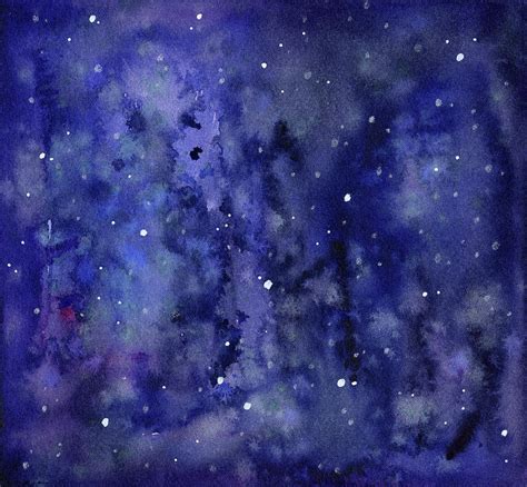 Night Sky Watercolor Galaxy Stars Painting by Olga Shvartsur - Fine Art ...