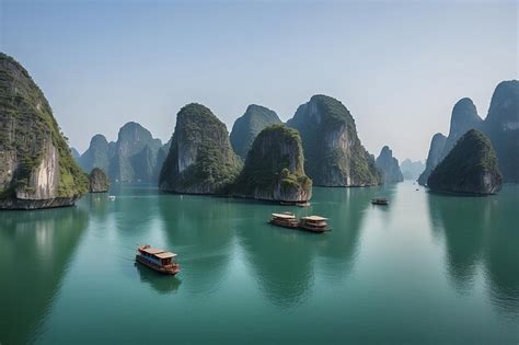 Premium Photo | Ha long bay unique limestone rock islands and karst ...