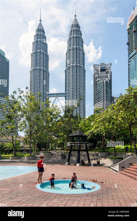 Petronas Twin Towers from KLCC Park, Kuala Lumpur, Malaysia Stock Photo ...