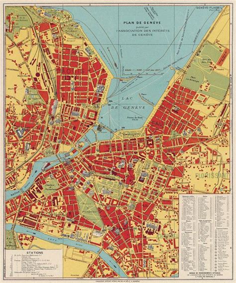 Geneve map, 1925. Lake Geneva, Geneva City, Thing 1, 3d Drawings ...