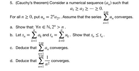 Solved 5. (Cauchy's theorem) Consider a numerical sequence | Chegg.com