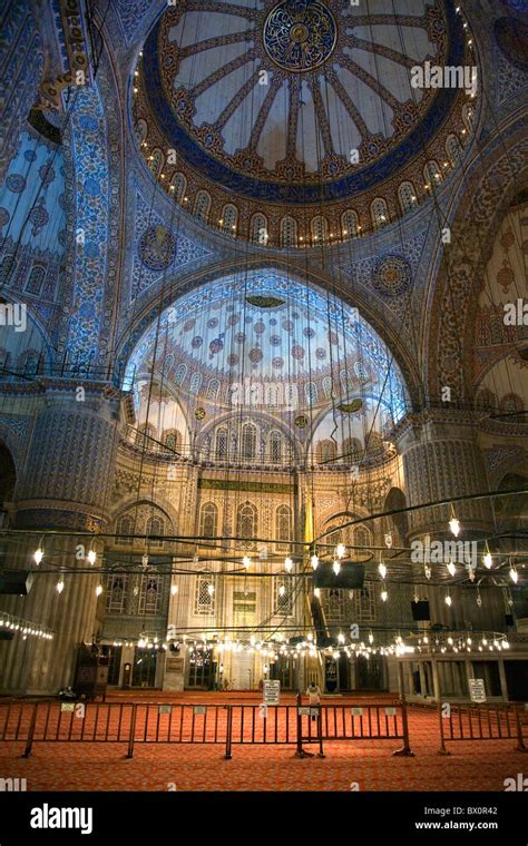 Blue Mosque or Sultan Ahmed Mosque. Interior view. Istanbul, Turkey ...