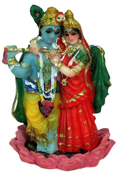 Radha Krishna Statue 2.5" Mini Radha and Krishna on a Loutus Flower ...