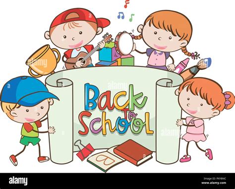 Back to School Banner with Kids illustration Stock Vector Image & Art ...