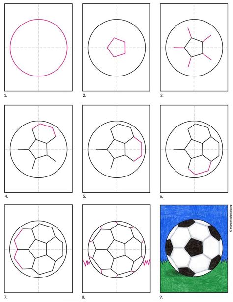 Easy How to Draw a Soccer Ball Tutorial and Soccer Ball Coloring Page ...