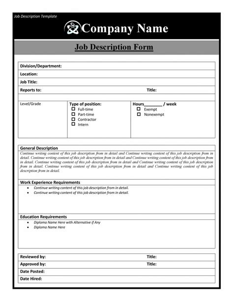 Free 47 Job Description Templates & Examples ᐅ Templatelab Blank Job ...