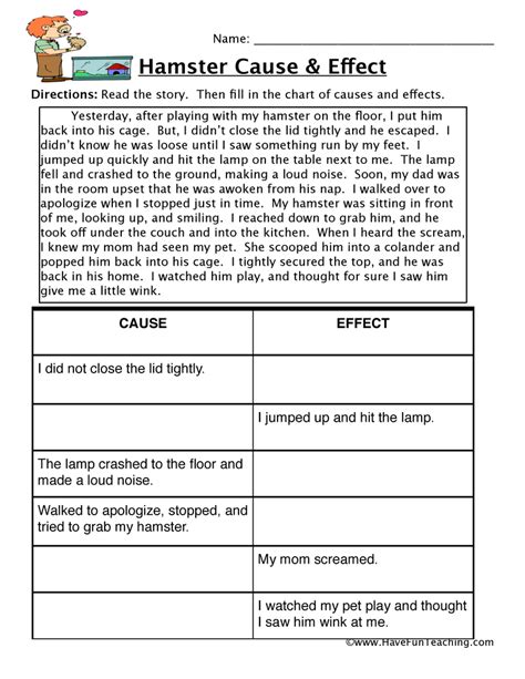 Cause Effect Worksheets