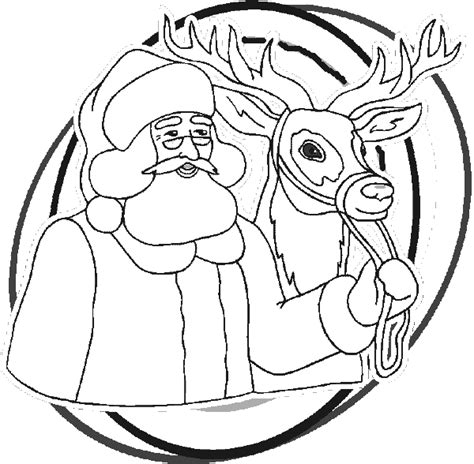 Santa and Rudolph Coloring Book Page: Santa and reindeer coloring page ...