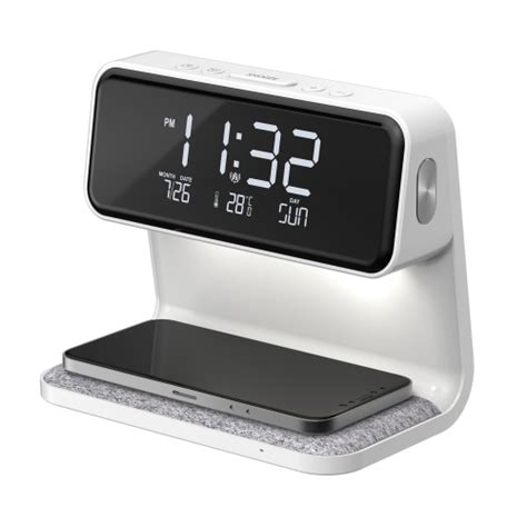 Wireless Charger Bedside Night Light with Digital Alarm Clock Bedroom ...