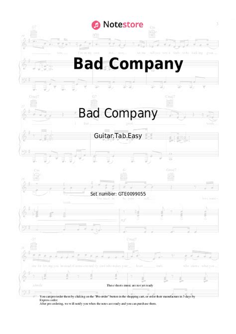 Bad Company - Bad Company guitar chords and tabs in Note-Store.com ...