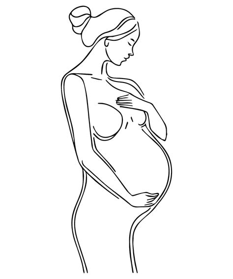 Premium Vector | Pregnant woman elegant outline vector art Pregnancy ...