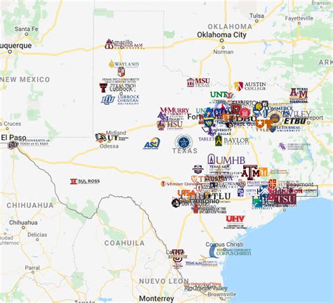 Colleges in Texas Map | Colleges in Texas - MyCollegeSelection