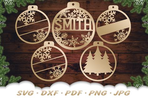 6 Tree Ornaments Svg Dxf Cut Files Classic Christmas Ornament Svg ...