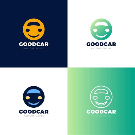 Smile car vector logo design template. Car face in circle. Funny ...