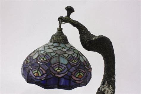 Stained glass peacock lamp