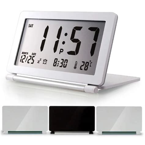 Folding LCD Mini Travel Alarm Clock Weather Station Desk Temperature ...