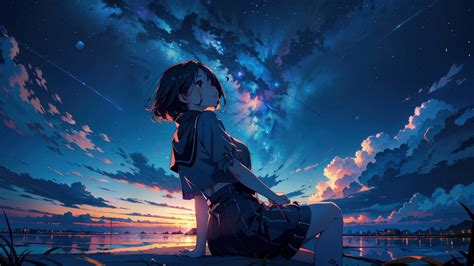 Anime Girl Student Sunset 4K #3171m Wallpaper iPhone Phone