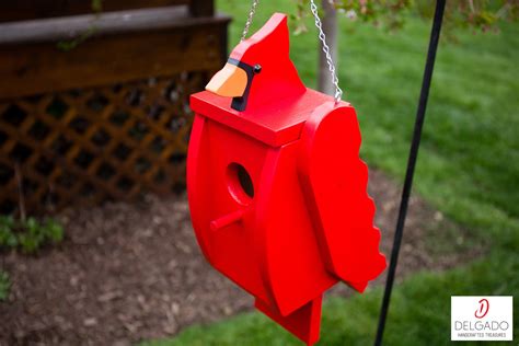 Cardinal Bird House Birdhouse Hand Painted Solid Wood Made | Etsy