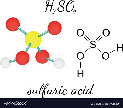 H2so4 sulfuric acid molecule Royalty Free Vector Image