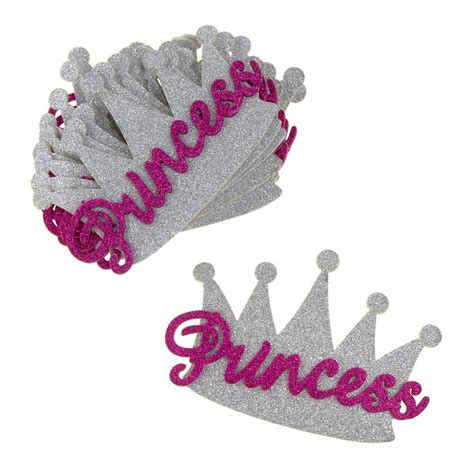 Foam Glitter Princess Crown Cutouts, Silver/Fuchsia, 5-Inch, 10-Count ...