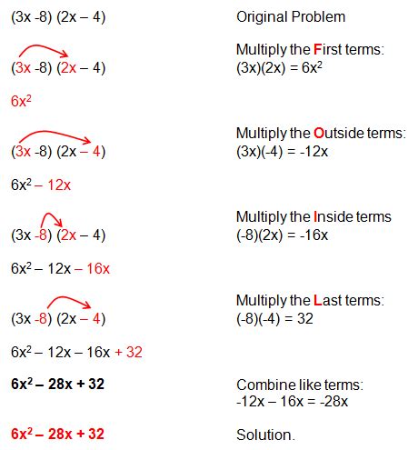 FOIL method answers | Math methods, Studying math, Math