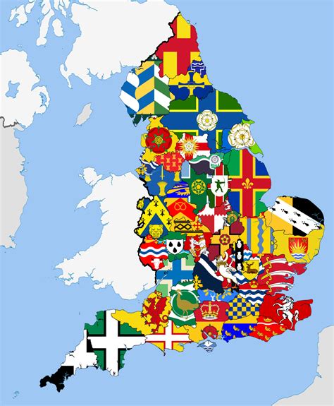 Map of England with each county and it’s... - Maps on the Web