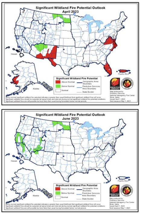 April-June 2023 maps NIFC Wildland Fire Potential Outlook - Wildfire Today