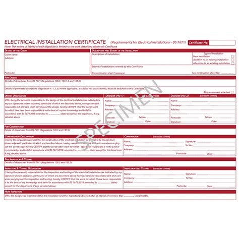 Docs-Store Electrical Installation Certificate BS 7671: 2018+A2:2022 ...