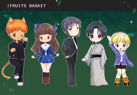 Cute Chibi Fruits Basket Characters Clipart Instant Download, PNG File ...