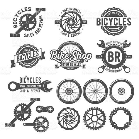 Set of vintage and modern bicycle shop logo badges and labels | Loja de ...