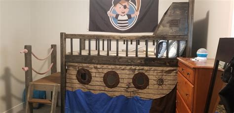 pirate ship loft bed | Pirate ship bed, Pirate ship, Gamer room