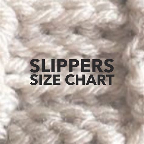 slippers size chart